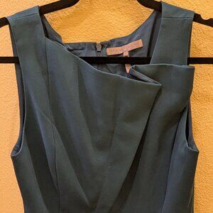 NWOT Halston Heritage Evening Fit Flare Blue Sleeveless Asymmetric Dress Size 8